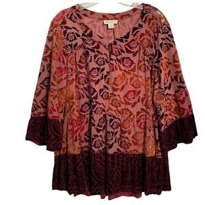 Style & Co. Floral Blouse in Red and Orange